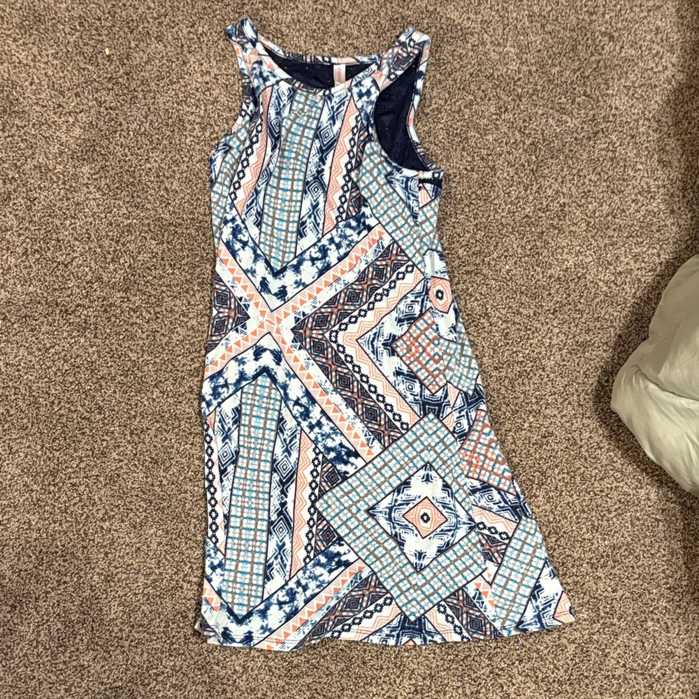 Xhilaration Asymmetrical Dress in Blue and Peach